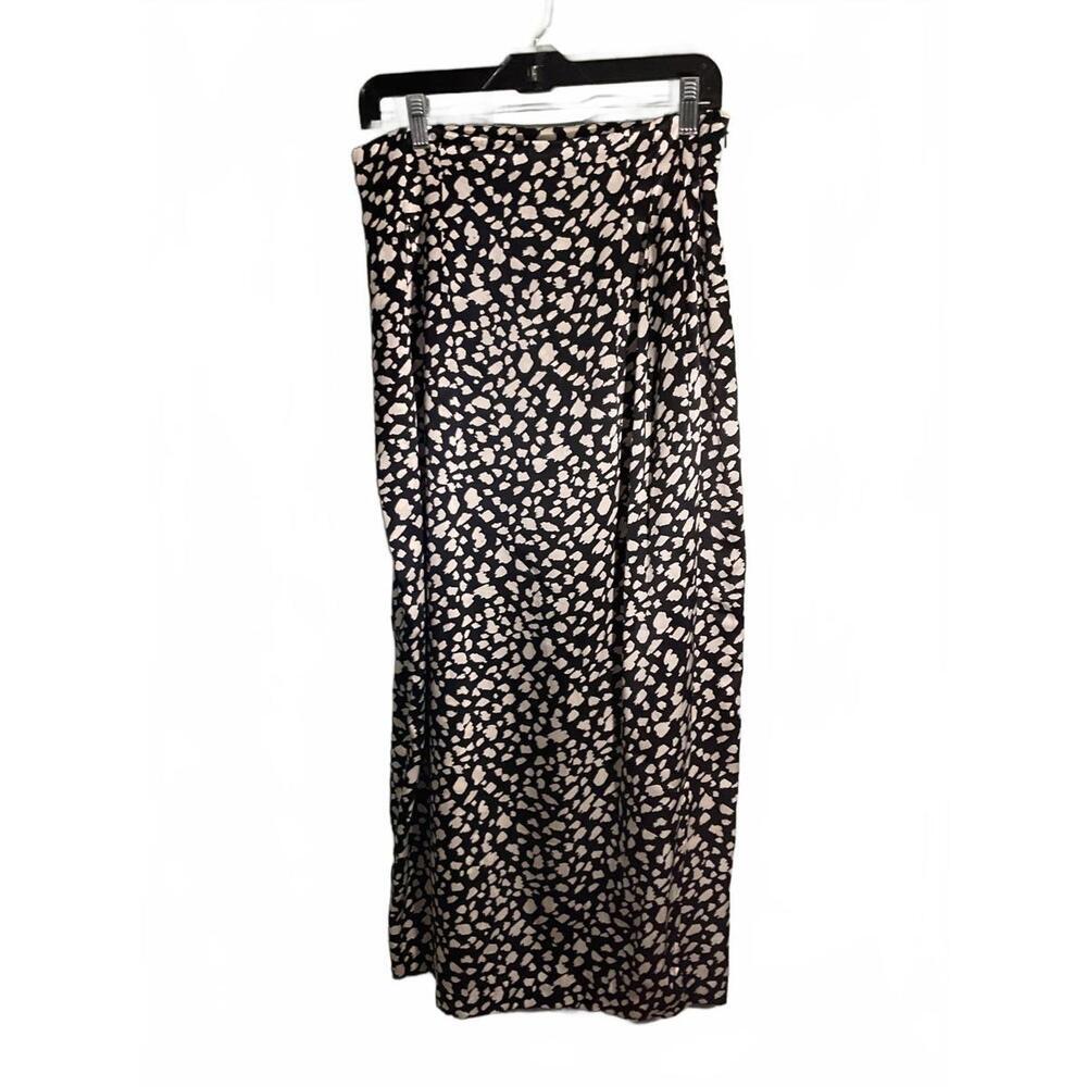 Doncaster Silks Black and white Animal Print Midi Faux Wrap  Skirt 12